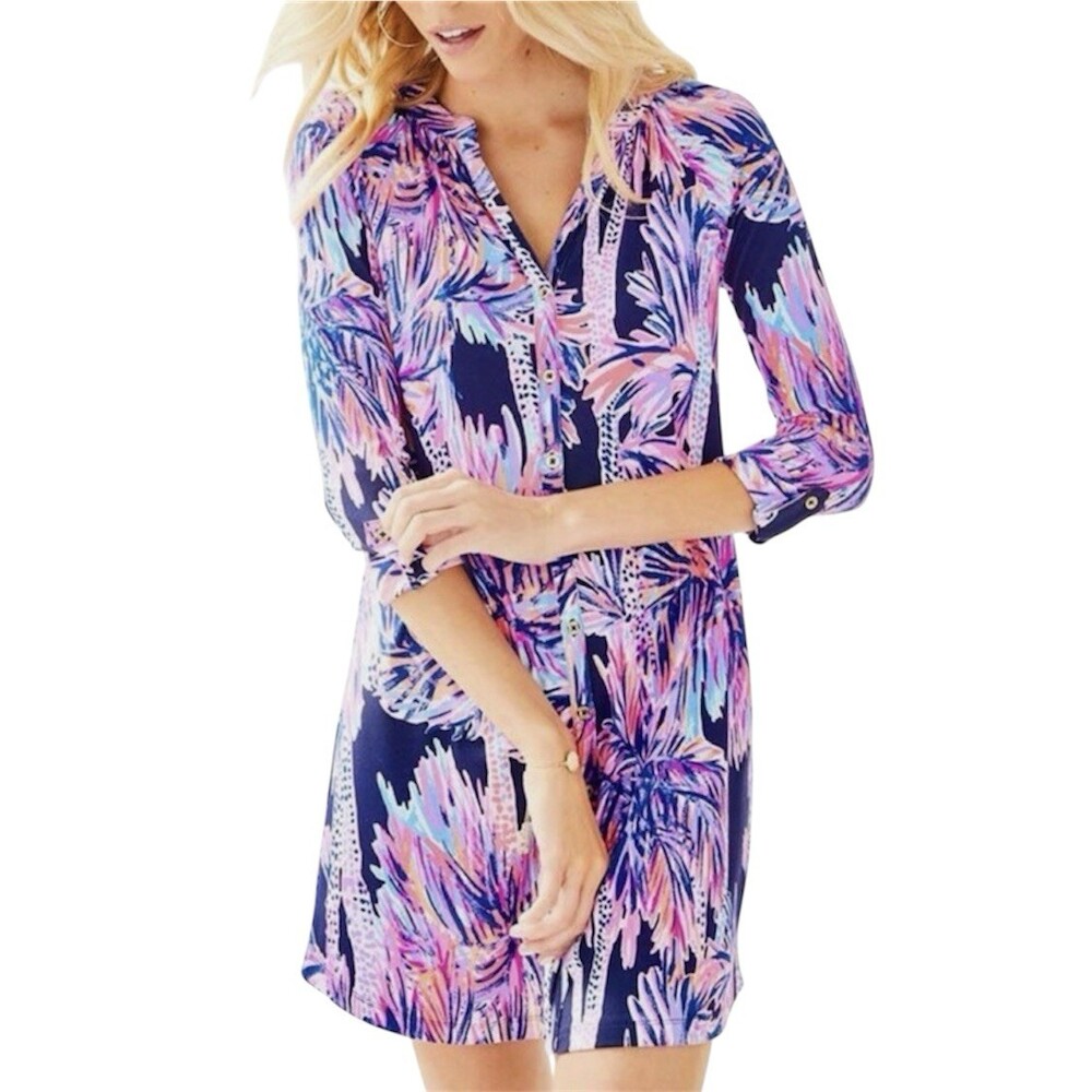 Lilly Pulitzer Dress Womens S Bailor Colorful Summer Beach Long Sleeve